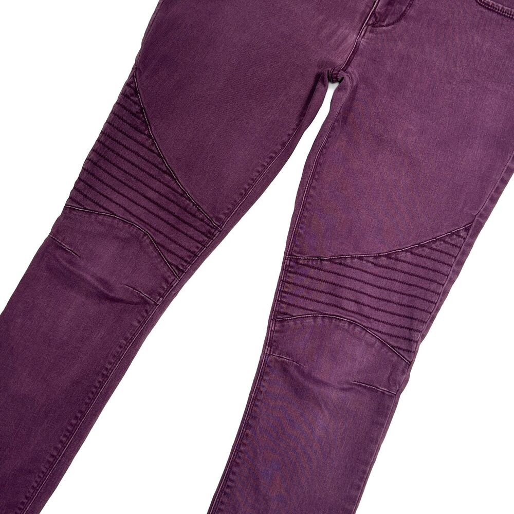 Express Mid Rise Moto Legging Pants Burgundy Womens Size 4 Stretch Skinny - Picture 3 of 8